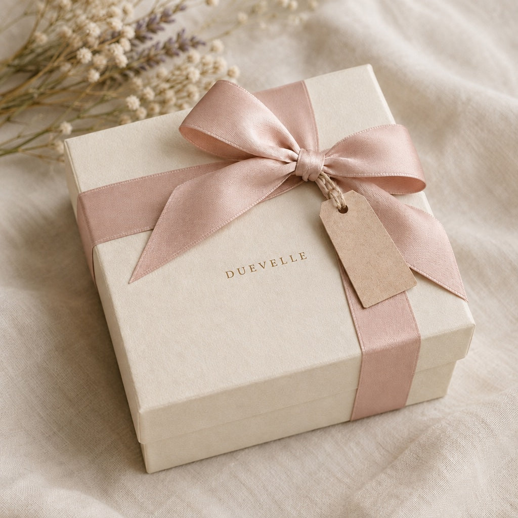 Cofanetto regalo Duevelle con nastro di raso rosa
