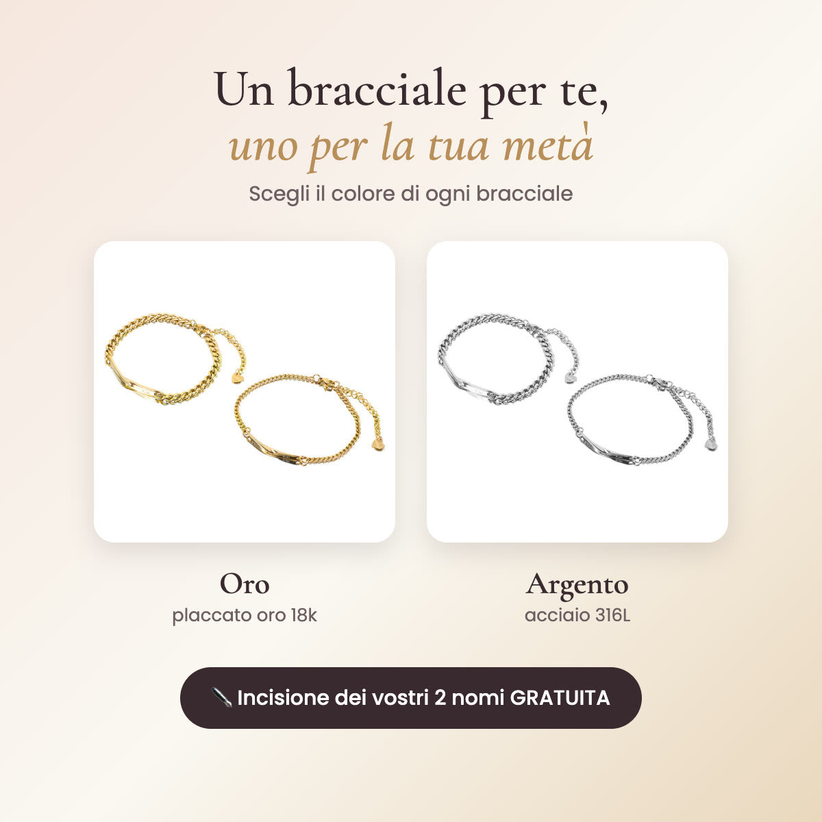 Oro o argento: scegli il colore di ogni bracciale